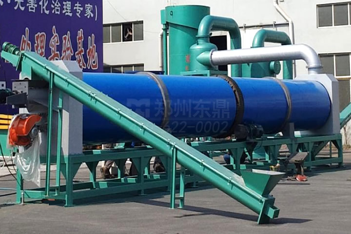 新型沼气热源生物质有机肥烘干机设备可将高达七八十含水量的沼渣、粪便、锯末等物料一次性烘干至安全贮藏水分标准。